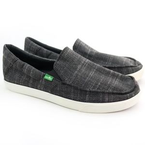Sanuk Sideline Linen Faded Black Slip On Shoe NEW!